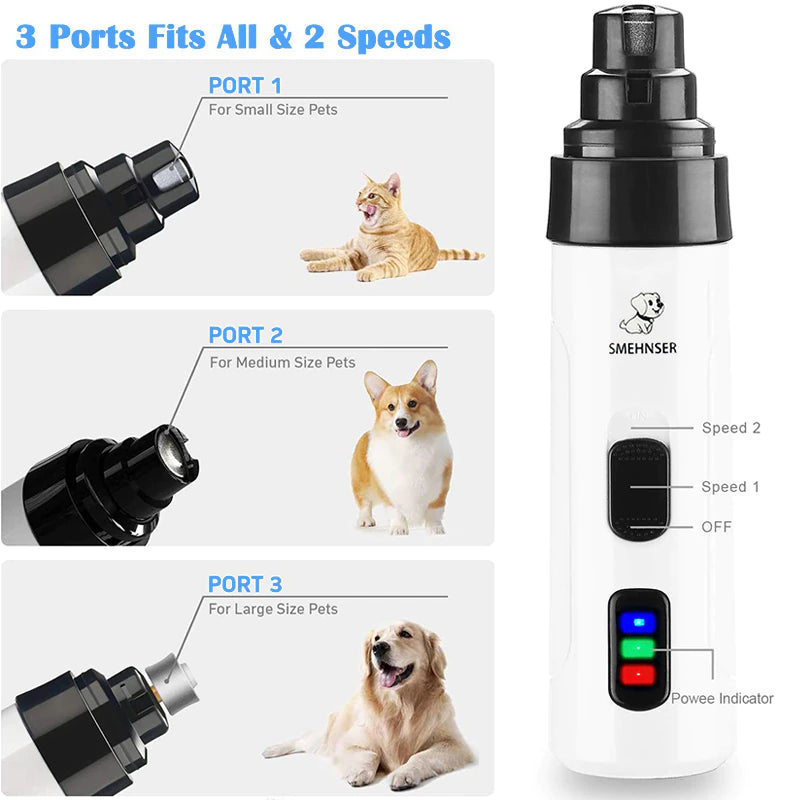 Rechargeable Dog Nail Grinders USB Charging Pet Nail Clippers Electric Dog Cat Paws Nail Grooming Trimmer Tools